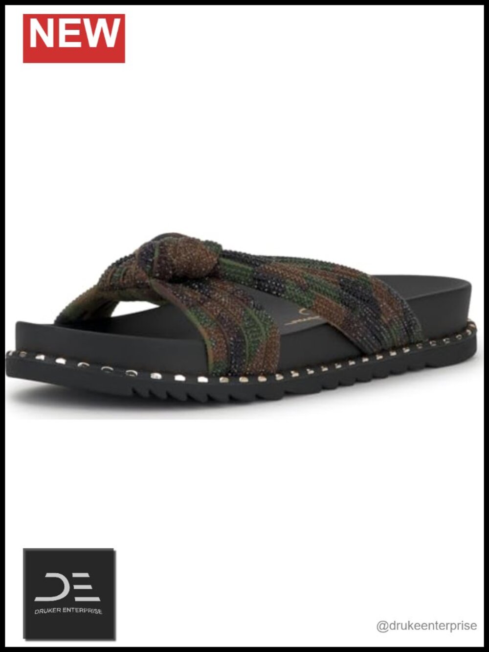 Faux Leather Slide Sandals Platform Heel Women's Slip On